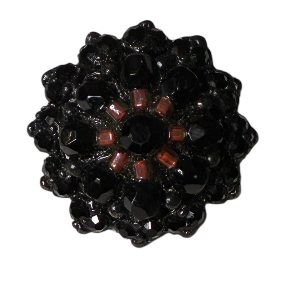 Jose & Maria Barrera Black Crystal Clip-On Earring Pink Accent Signed  Single